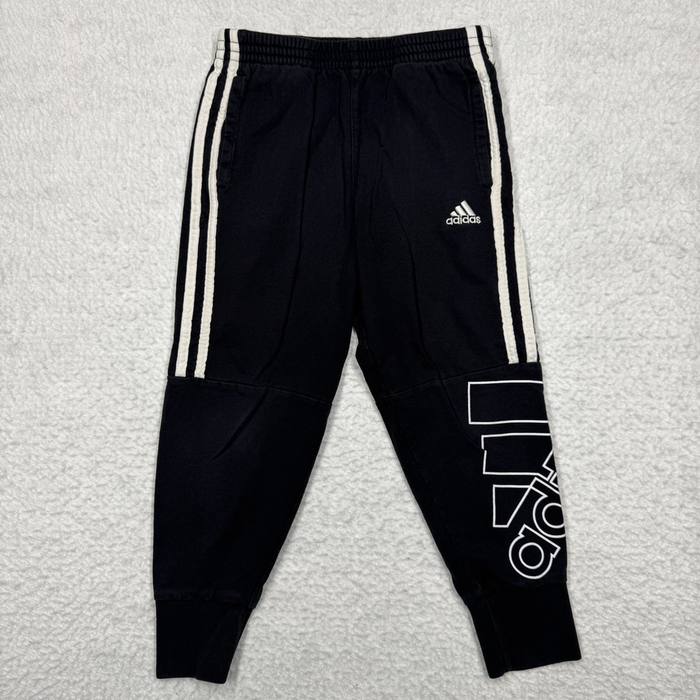 Adidas Black Activewear Jogger Sports Fleece Pants Black Youth Boys Size 6